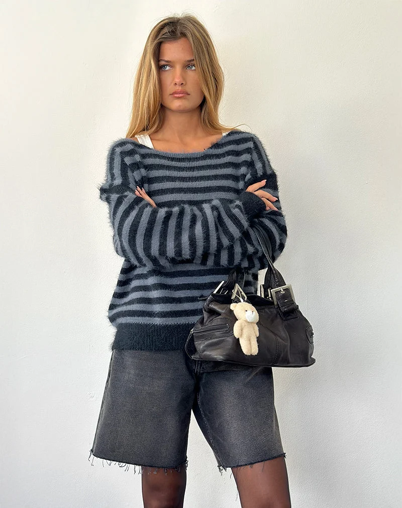 Zuleika Pullover in Holzkohle gestreift