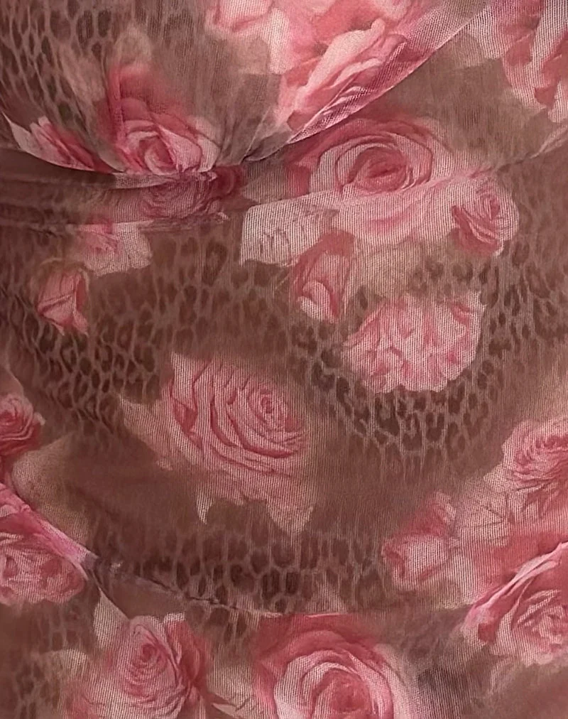 Janari Cami Top aus Mesh Rose Leopard