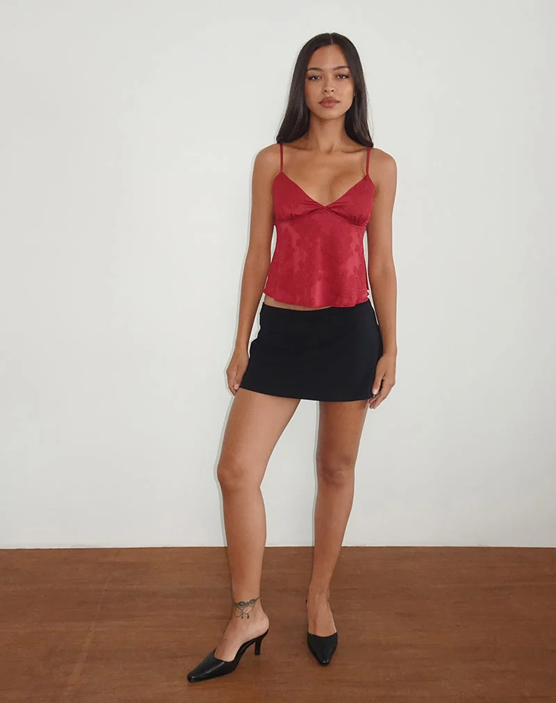 Marinda Top aus Satin-Jacquard in Burgund