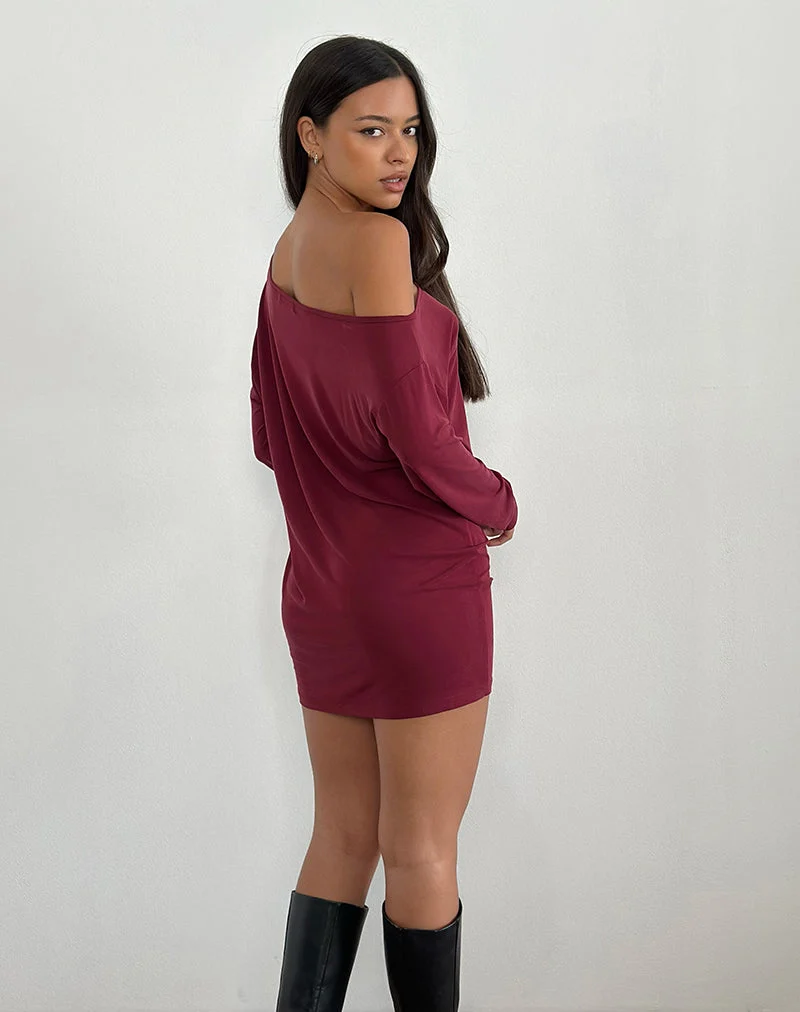 Shelisa Schlabber-Minikleid in Tiefrot