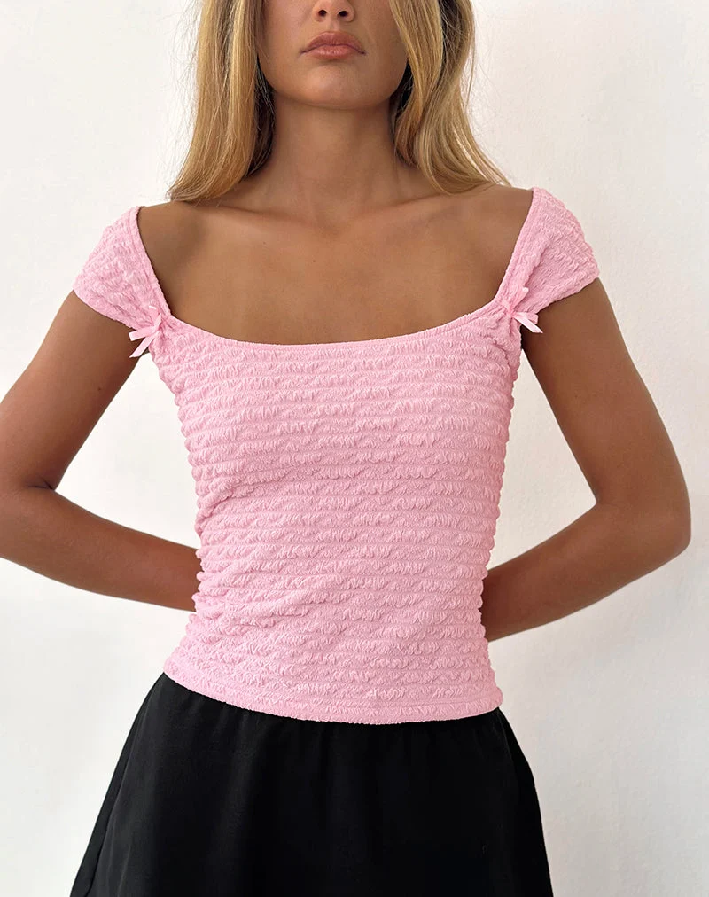 Kalisa Schleifentop in strukturiertem Rosa