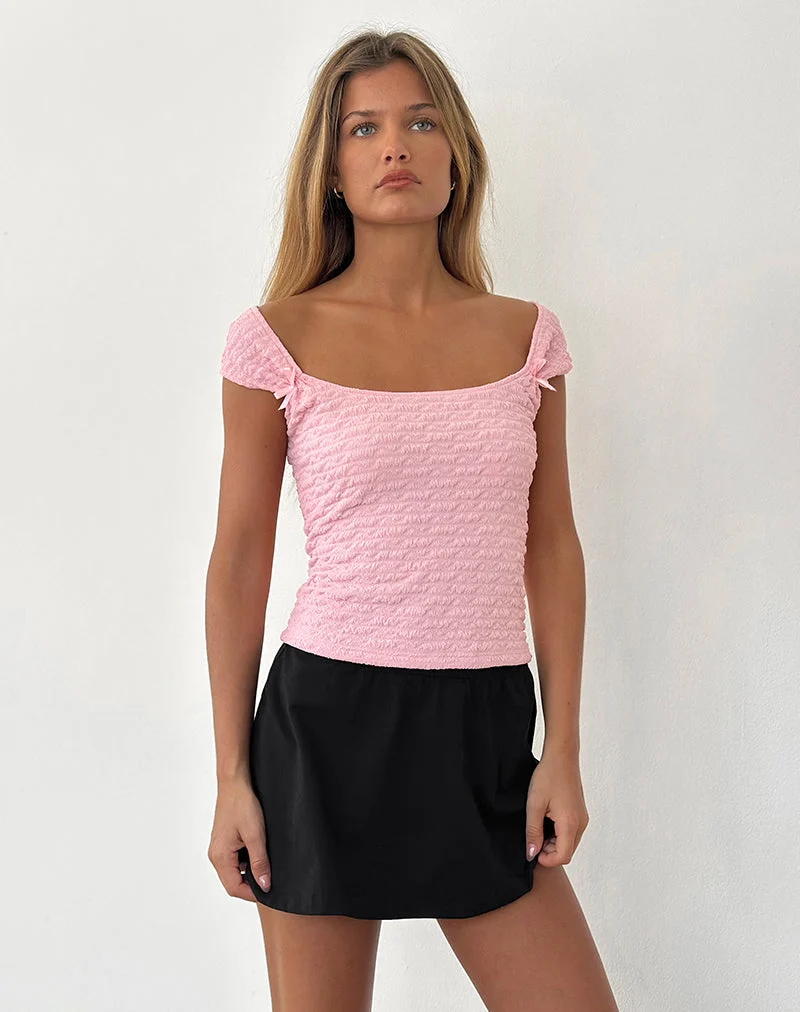Kalisa Schleifentop in strukturiertem Rosa