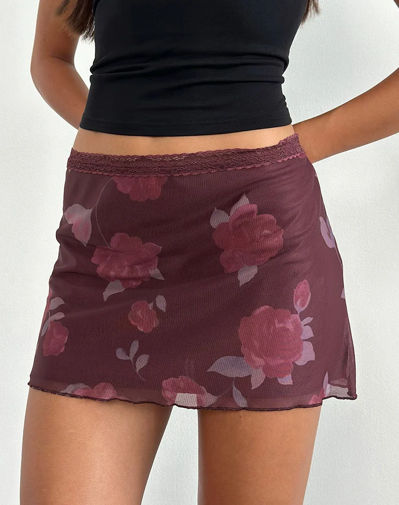 Jeor Minirock in Blooming Rose Burgundy