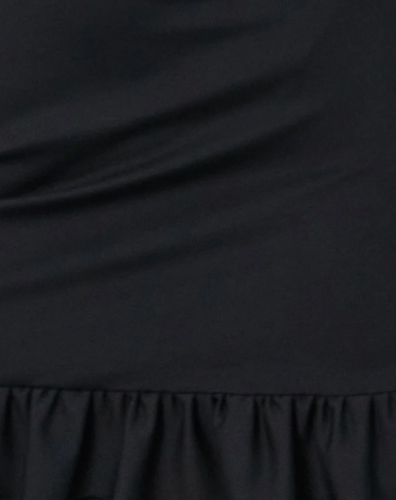 Jessa Minikleid mit Rüschensaum und Schnallenriemen in Schwarz