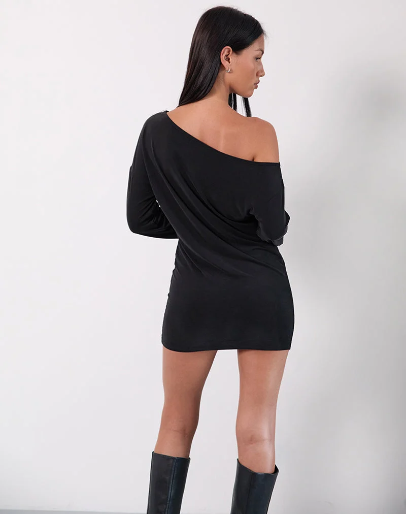 Shelisa Schlabber-Minikleid in Schwarz