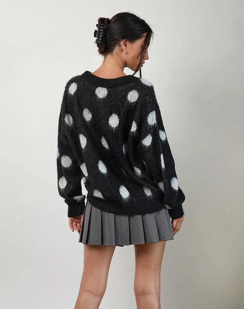 Tamika Übergroßer Pullover in Polka Schwarz