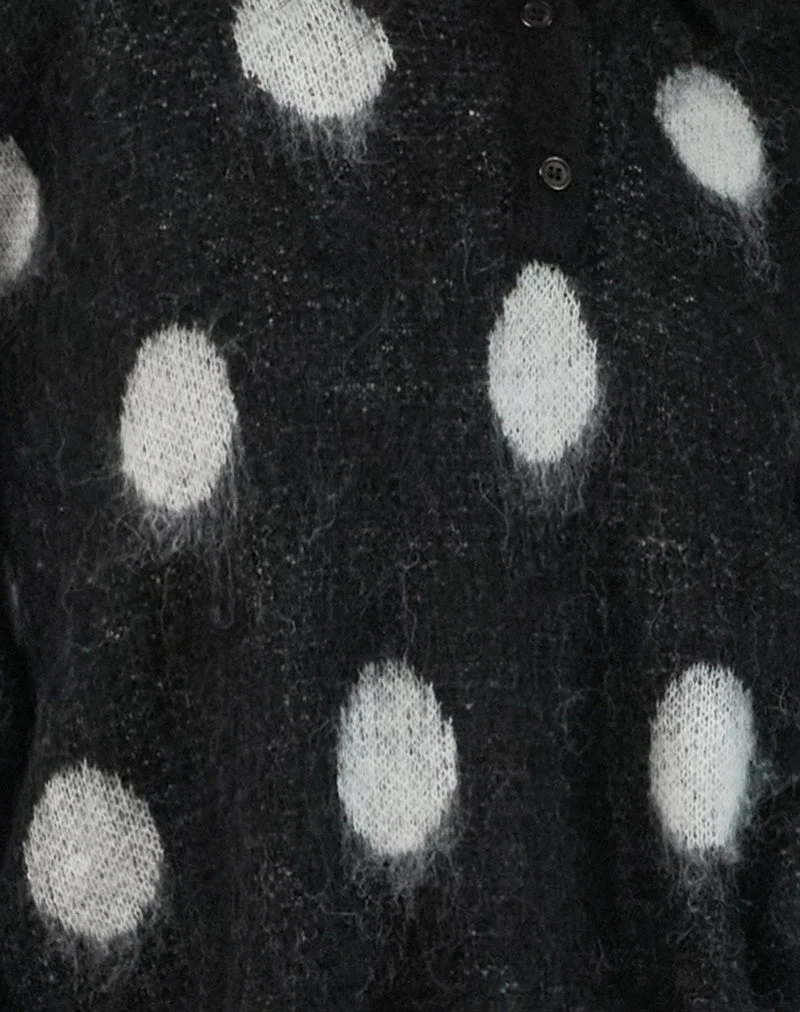 Tamika Übergroßer Pullover in Polka Schwarz
