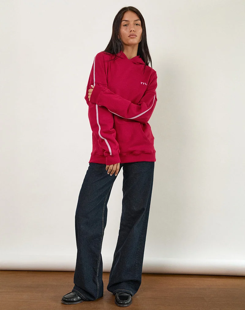 Kamari Hoodie in Adrenalin Rot mit Violett M Stickerei