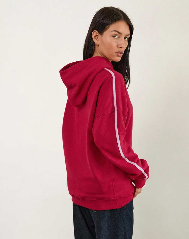Kamari Hoodie in Adrenalin Rot mit Violett M Stickerei