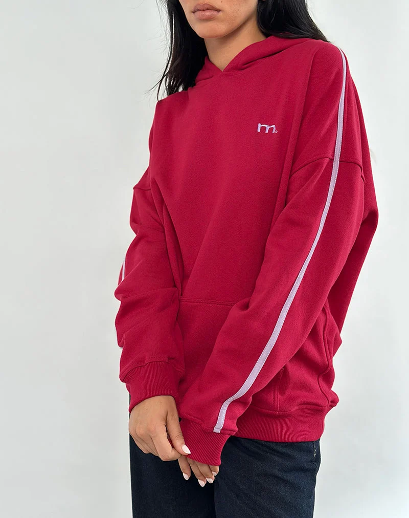 Kamari Hoodie in Adrenalin Rot mit Violett M Stickerei