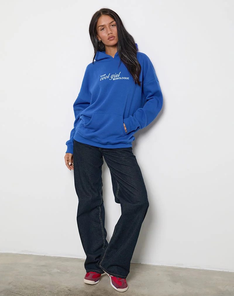 Übergroßer Hoodie in Kobaltblau mit Cool-Girl-Grafik