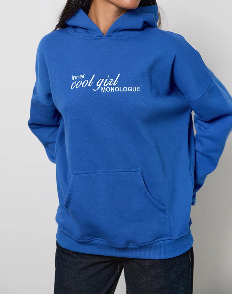 Übergroßer Hoodie in Kobaltblau mit Cool-Girl-Grafik