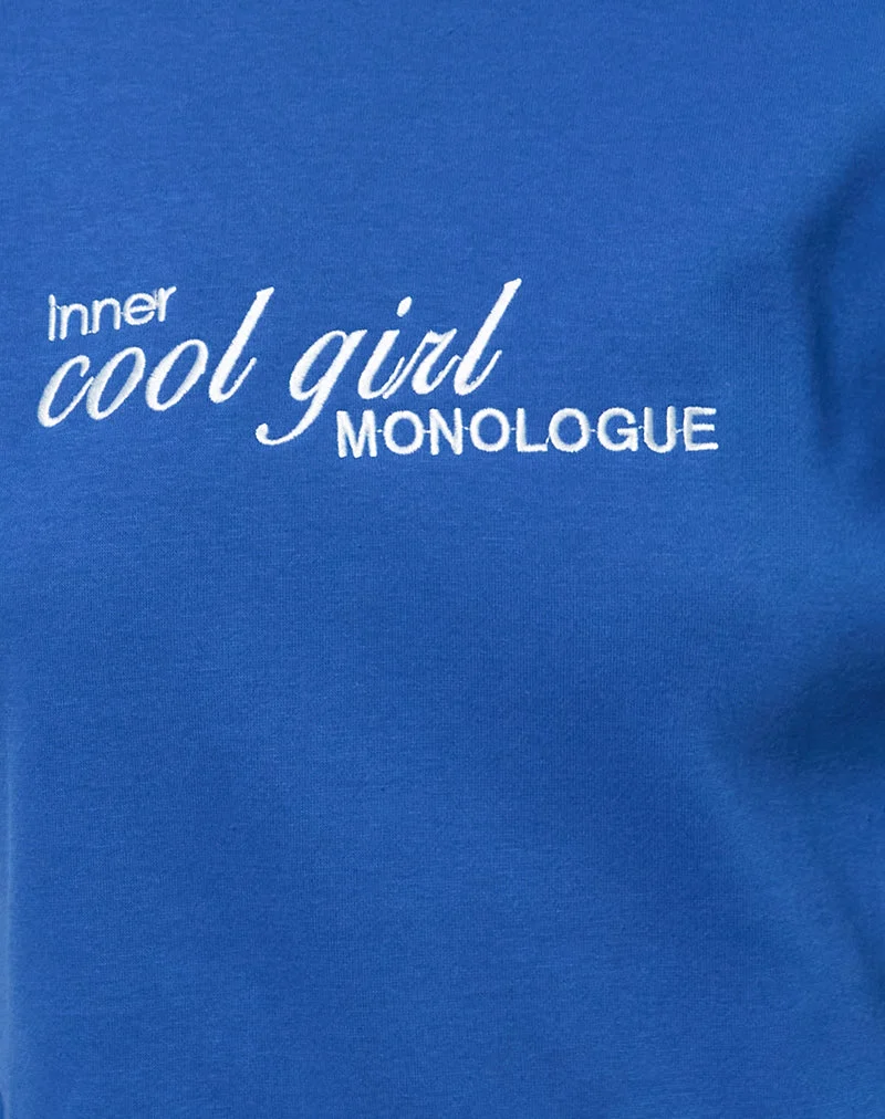 Übergroßer Hoodie in Kobaltblau mit Cool-Girl-Grafik
