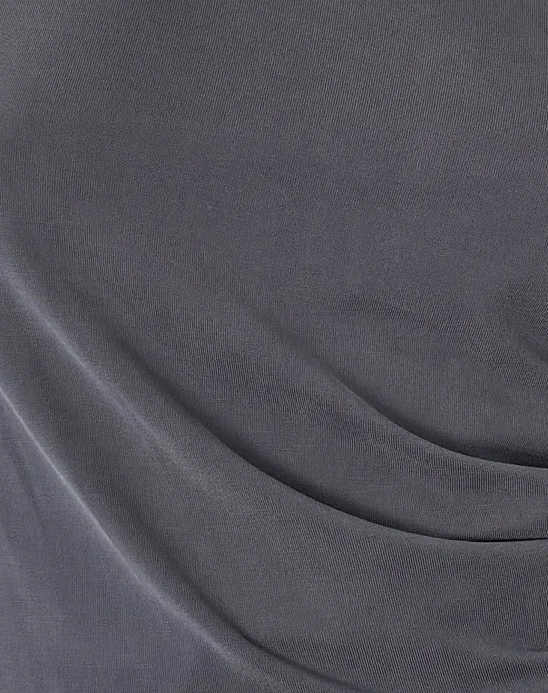 Elysian Asymetric Top in Dunkelgrau Cupro