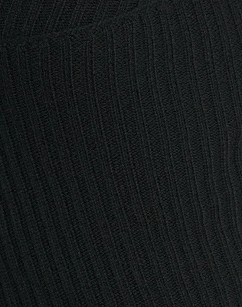 Rinca Bardot Pullover aus Rippenstrick Schwarz