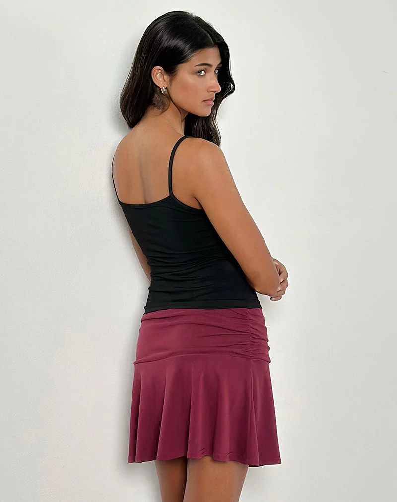 Delita Minirock aus Cupro Burgund