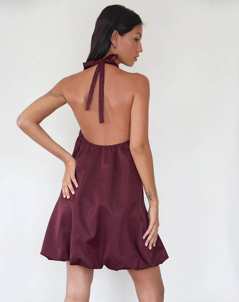 Yusna Puffball-Minikleid in Dunkelbeere