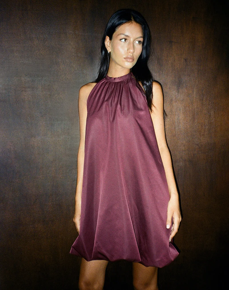 Yusna Puffball-Minikleid in Dunkelbeere