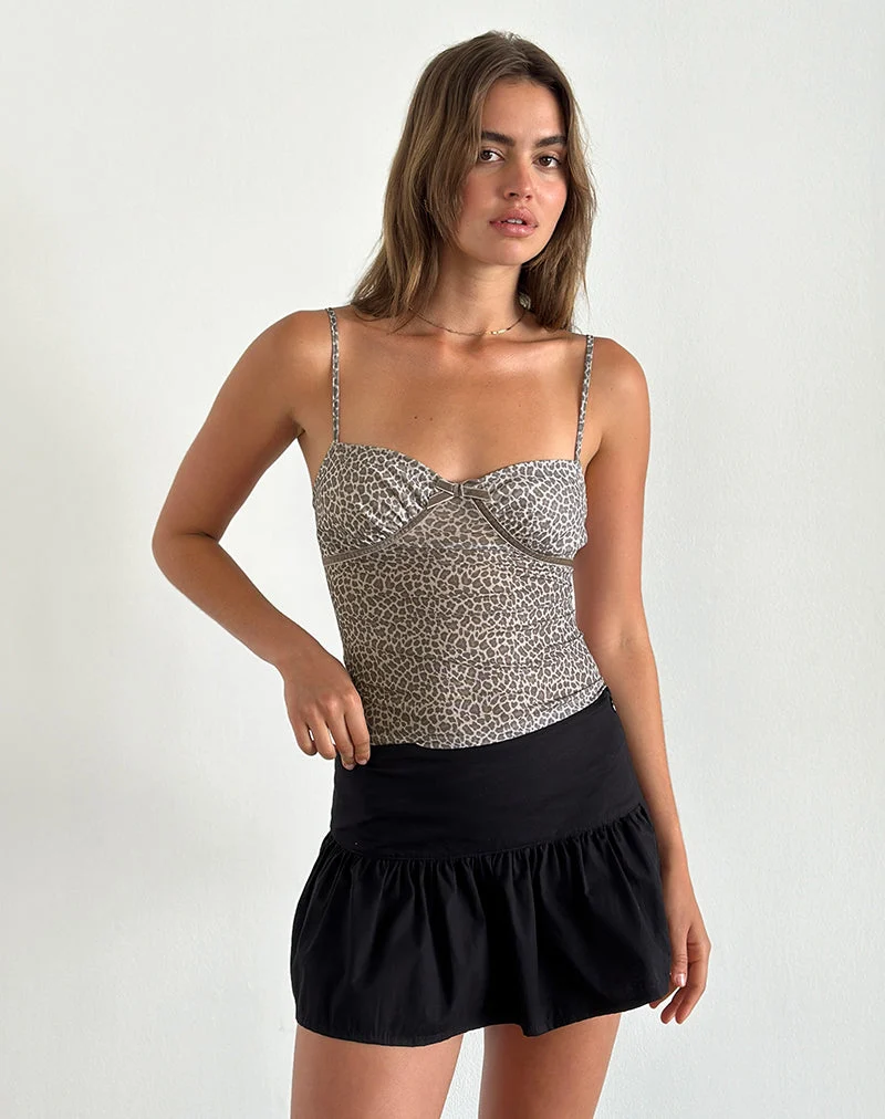 Jarita Cami Top in zierlichem Leopard Hellbraun