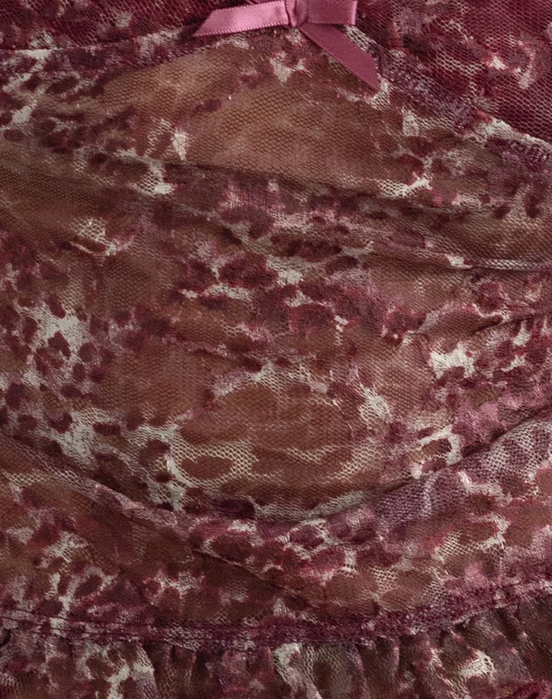 Rumaysa Top aus bedruckter Spitze und abstrakten Leopardenflecken
