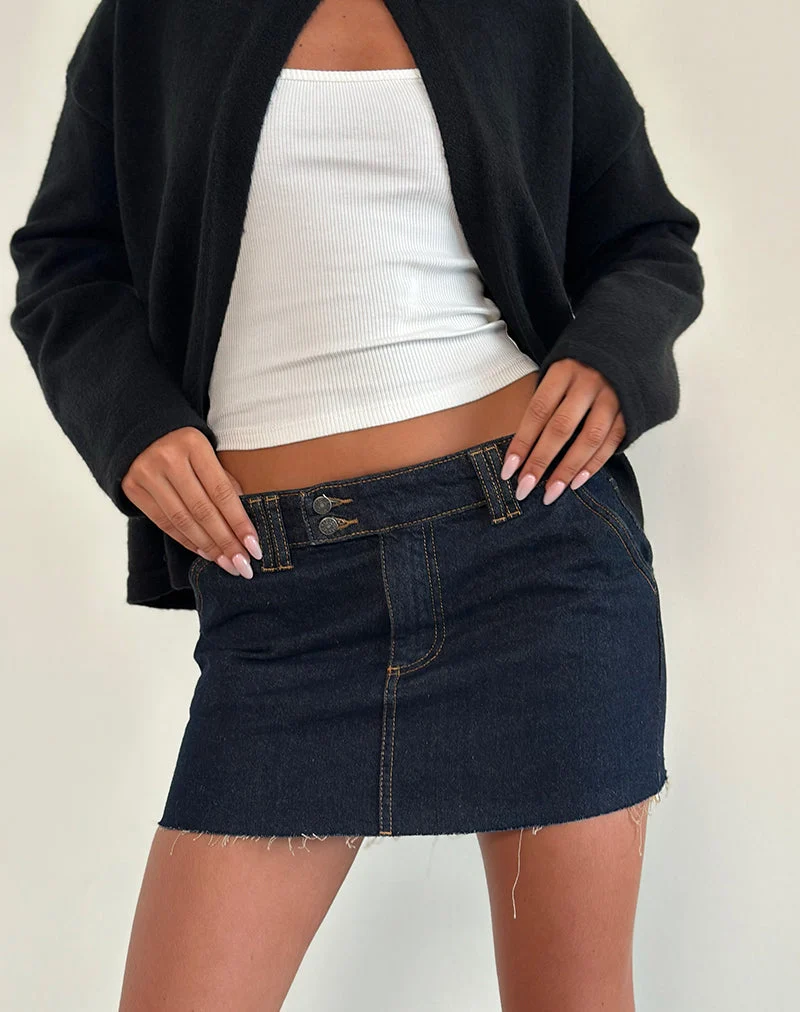 Starrer Micro-Denim-Rock in Indigo