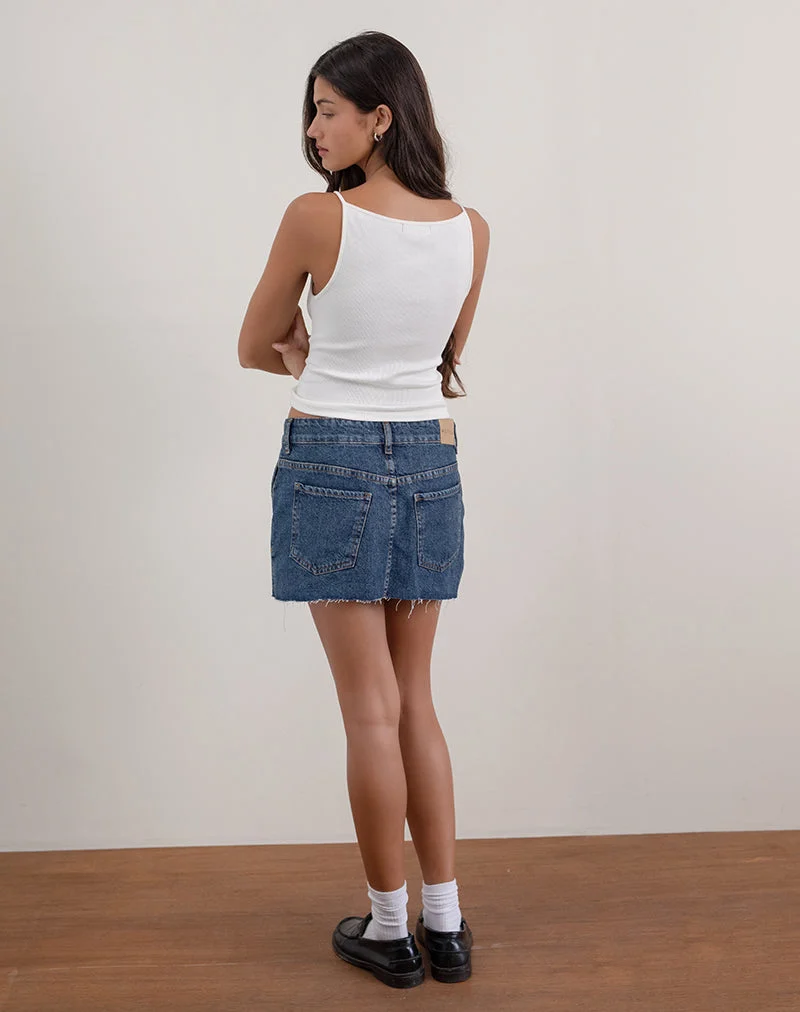 Starrer Micro-Denim-Rock in Heritage Blau