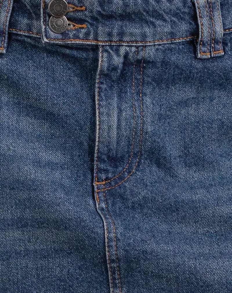 Starrer Micro-Denim-Rock in Heritage Blau