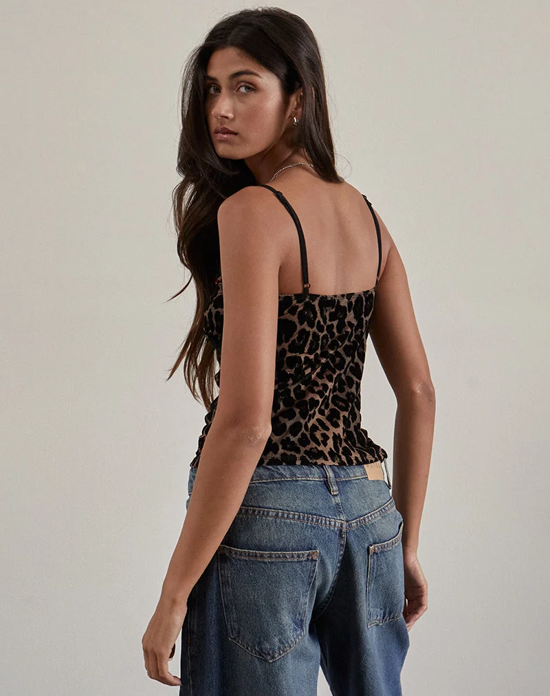 Alcesta Top aus Flockmesh Rar Leopard