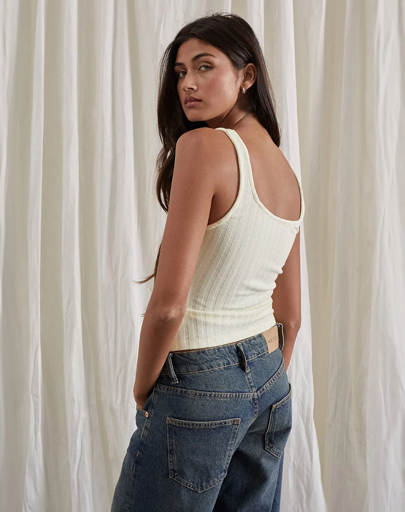 Kalinda Vest Top in Pointelle Elfenbein