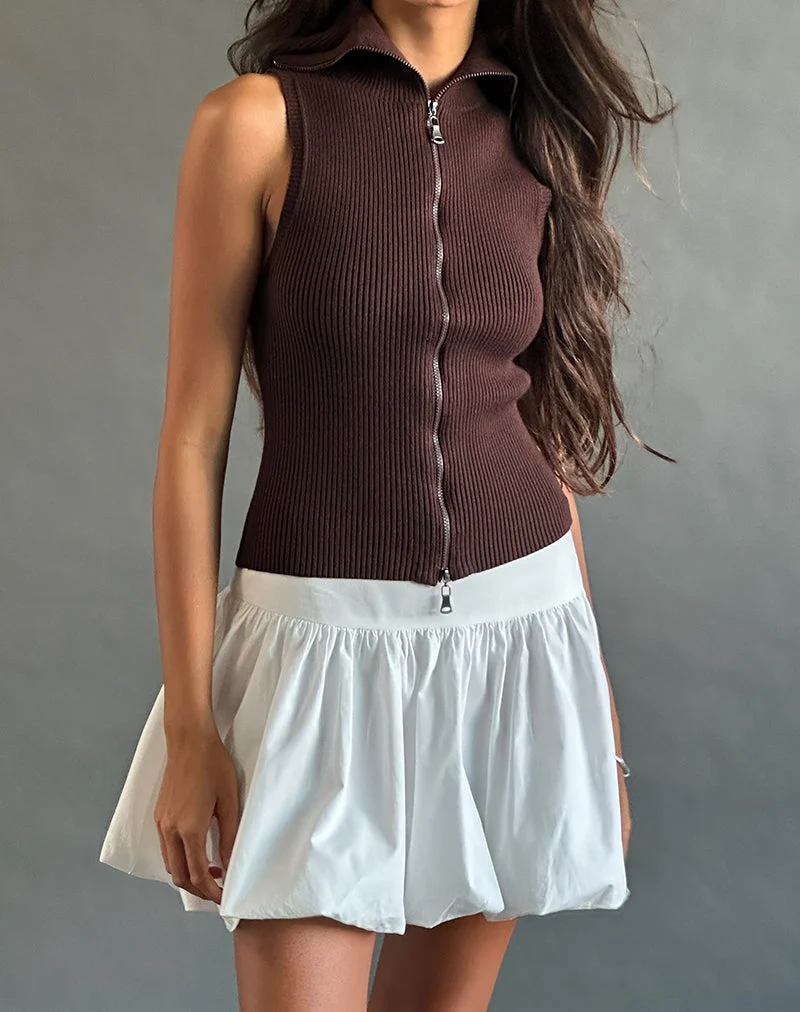 Tarni Highneck Fold Over Tank Top in Braun