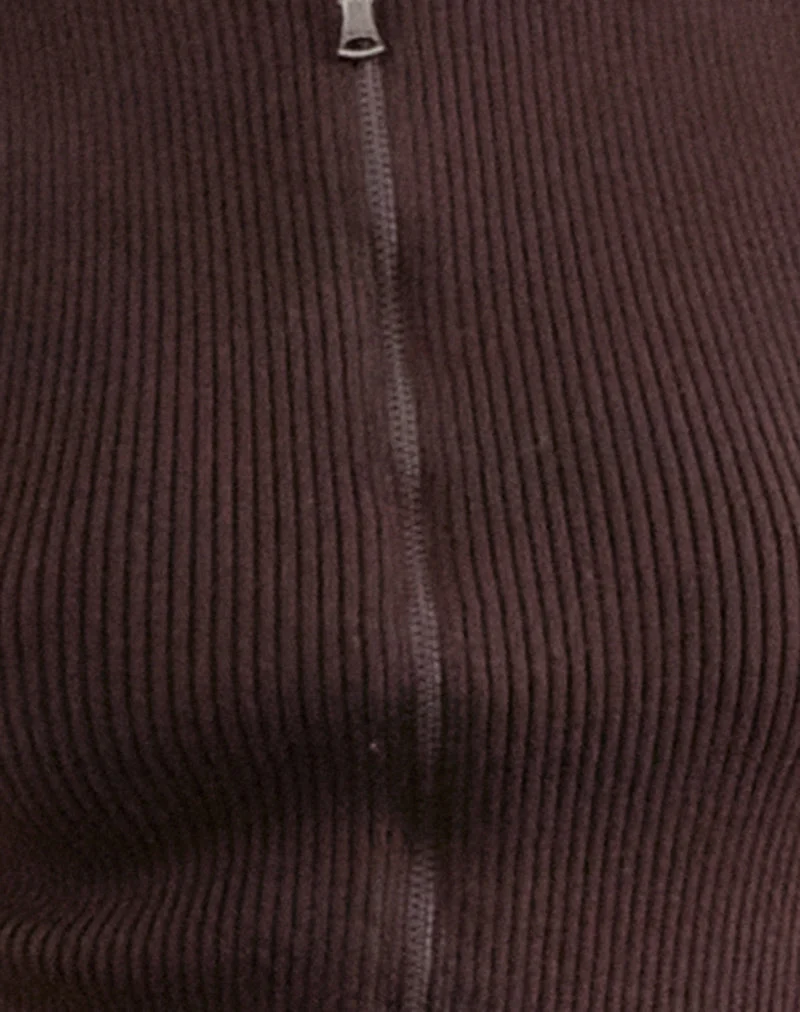 Tarni Highneck Fold Over Tank Top in Braun