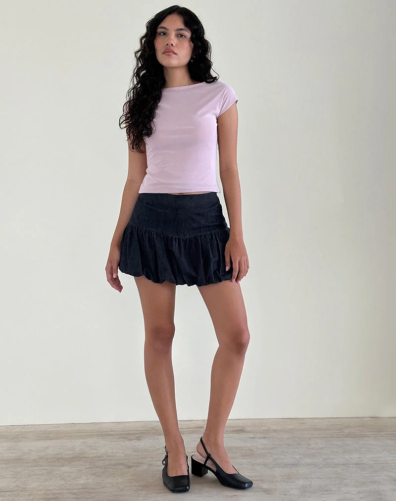 Sisila Puffball Minirock in Chambray Indigo