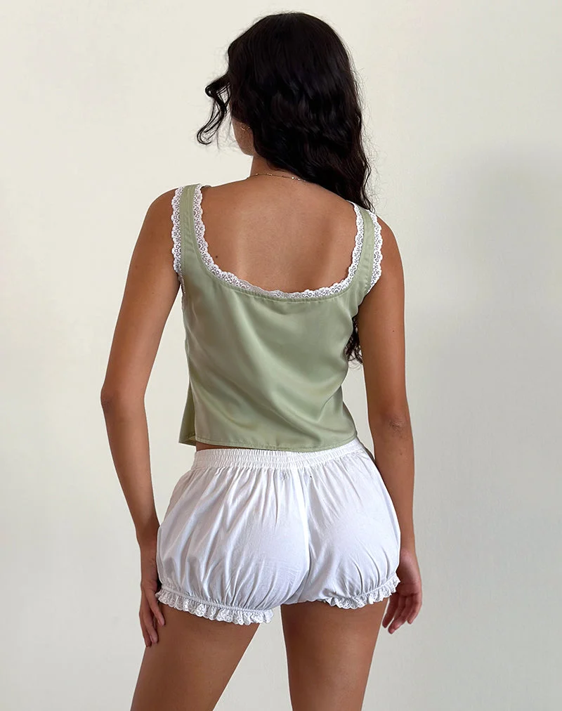 Rona Tie Front Top in Grün Salbei