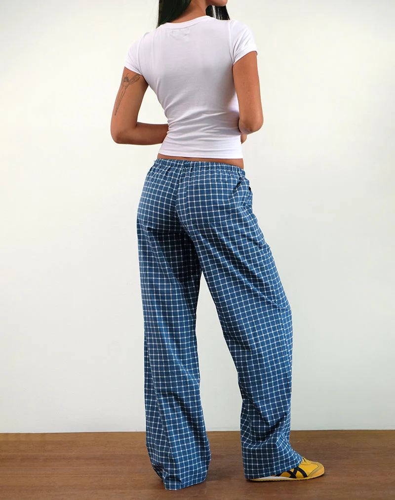 Lirura Low Rise-Hose aus Tartan-Popeline in Navy