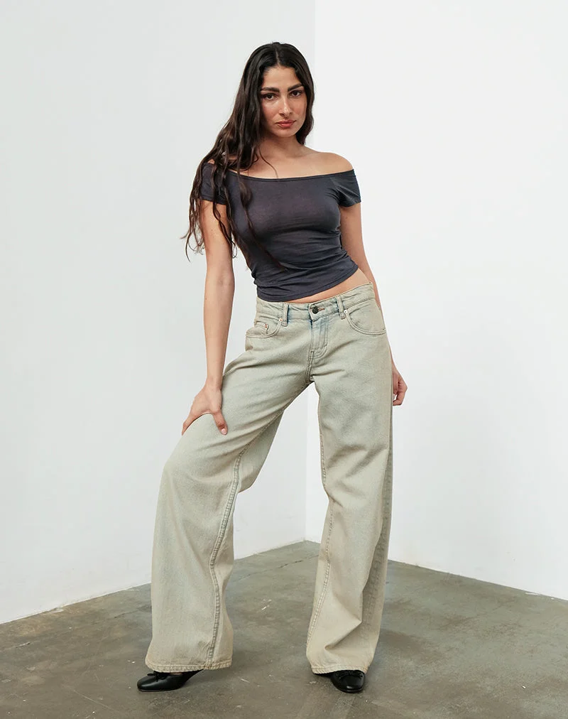 Geräumige Low Rise Jeans in Wüstensandwaschung