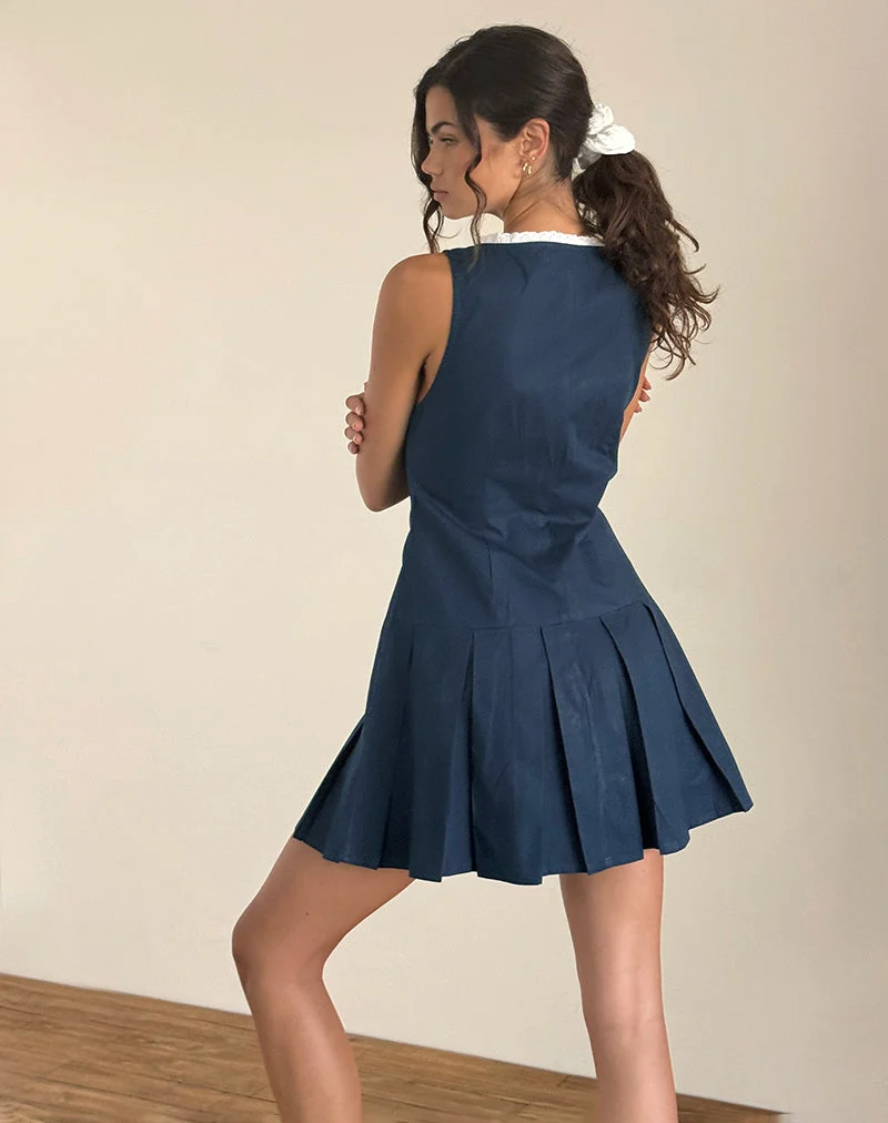 Gitas Knopf-Minikleid aus Popeline Navy