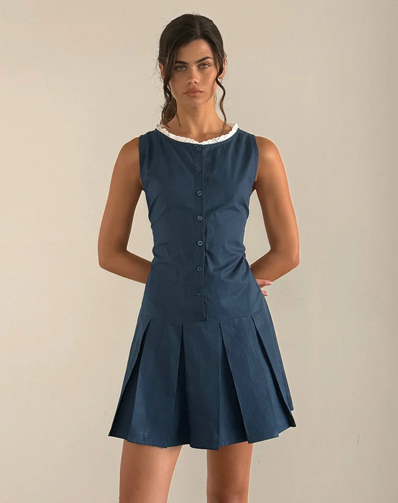Gitas Knopf-Minikleid aus Popeline Navy