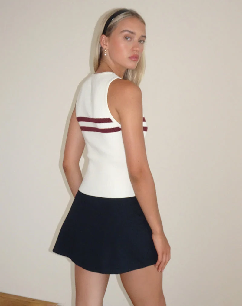 Bonisa Vest Top in Elfenbein mit roten Streifen