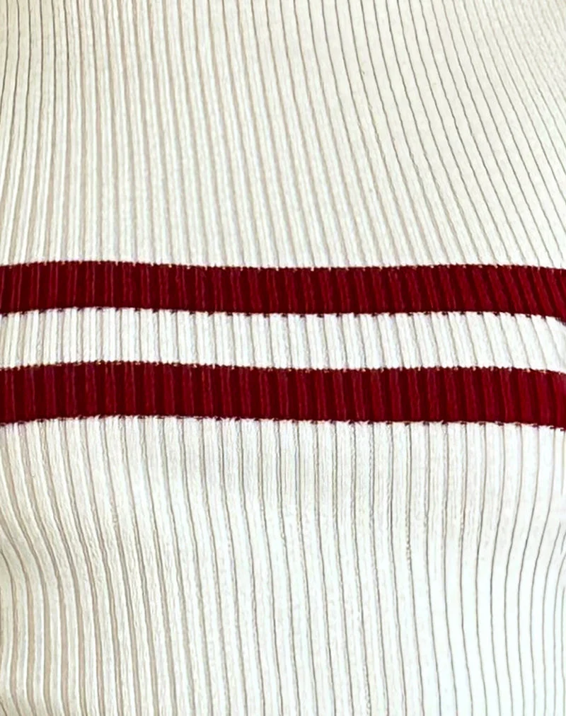 Bonisa Vest Top in Elfenbein mit roten Streifen