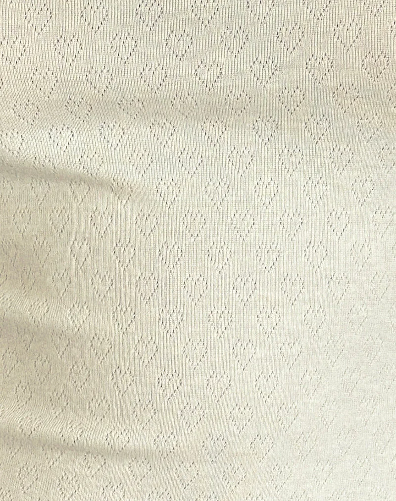 Bovillo Oberteil mit Kapuzenärmeln aus Pointelle in Elfenbein