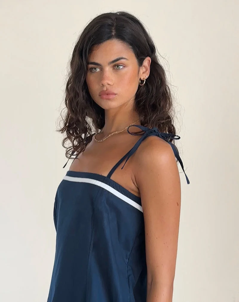 Rodha Cami Minikleid aus Popeline Navy