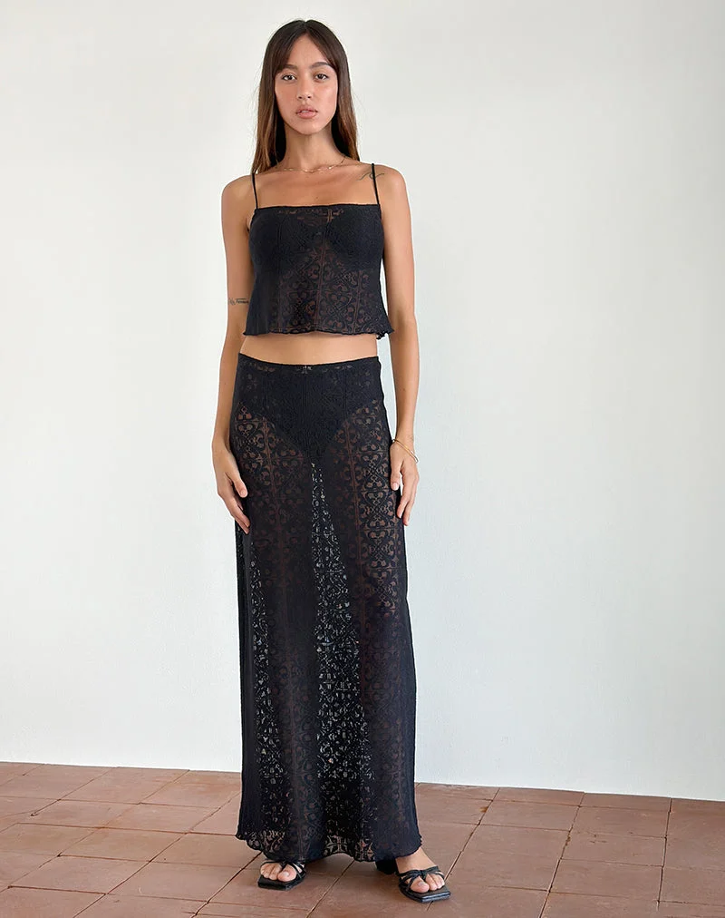 Jolan Cami Top aus schwarzer Klee-Spitze