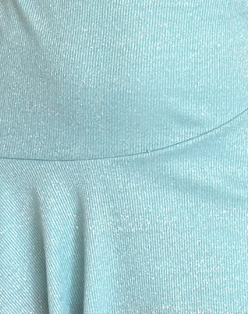 Cynthia Minikleid aus schimmernder Rippe in Hellblau