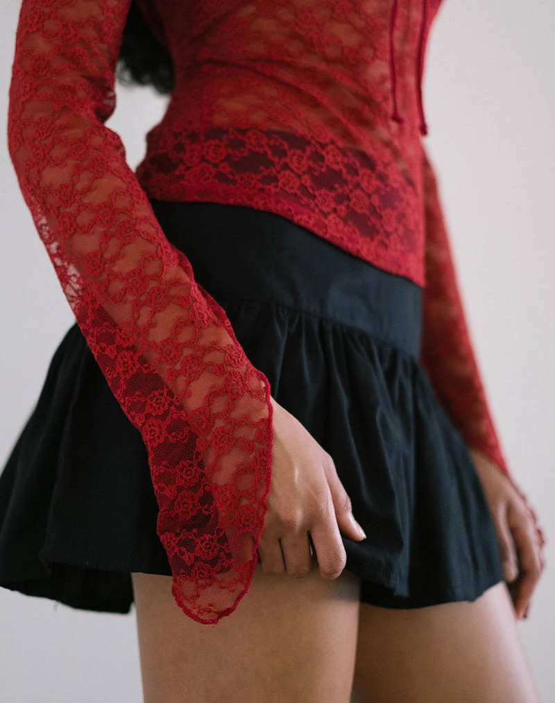 Natasha Tie Front Top aus Mari Lace Rot
