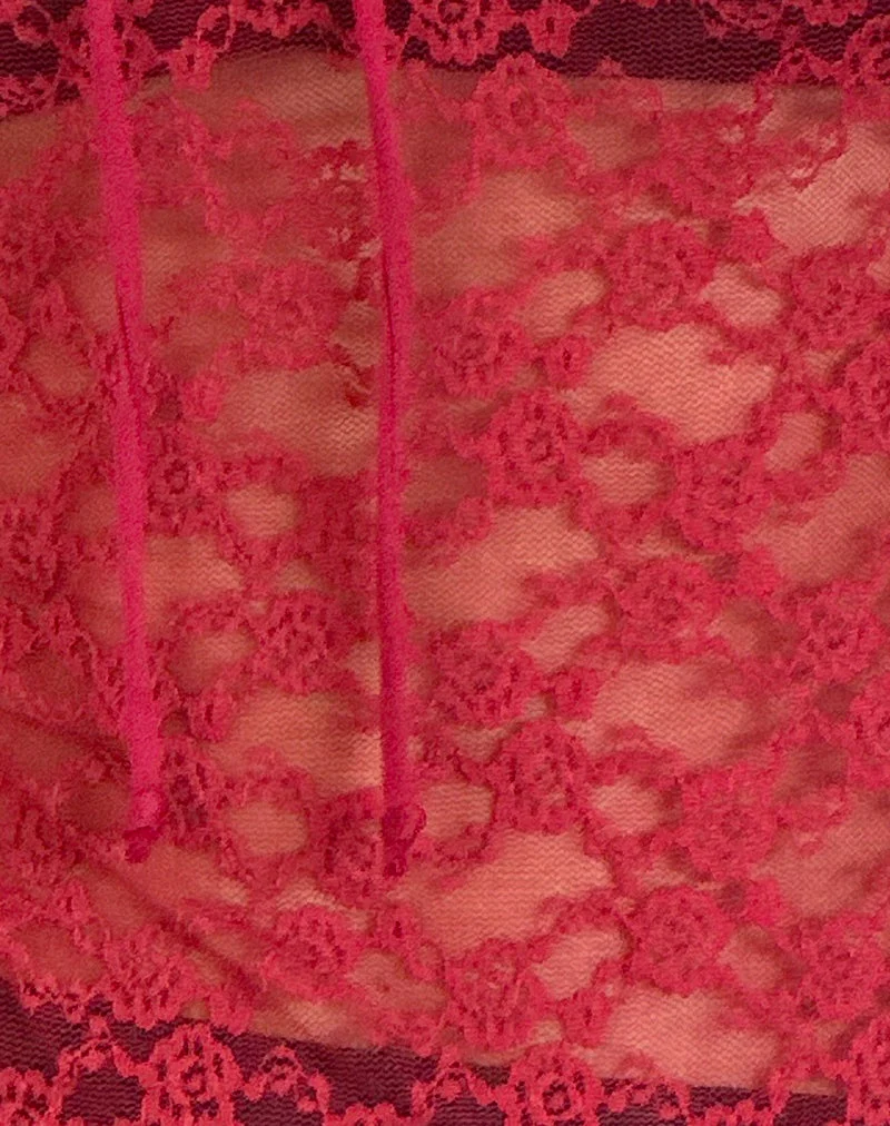 Natasha Tie Front Top aus Mari Lace Rot