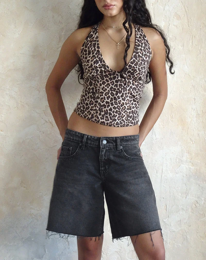 Geräumige Low Rise Jorts in Washed Black Grey