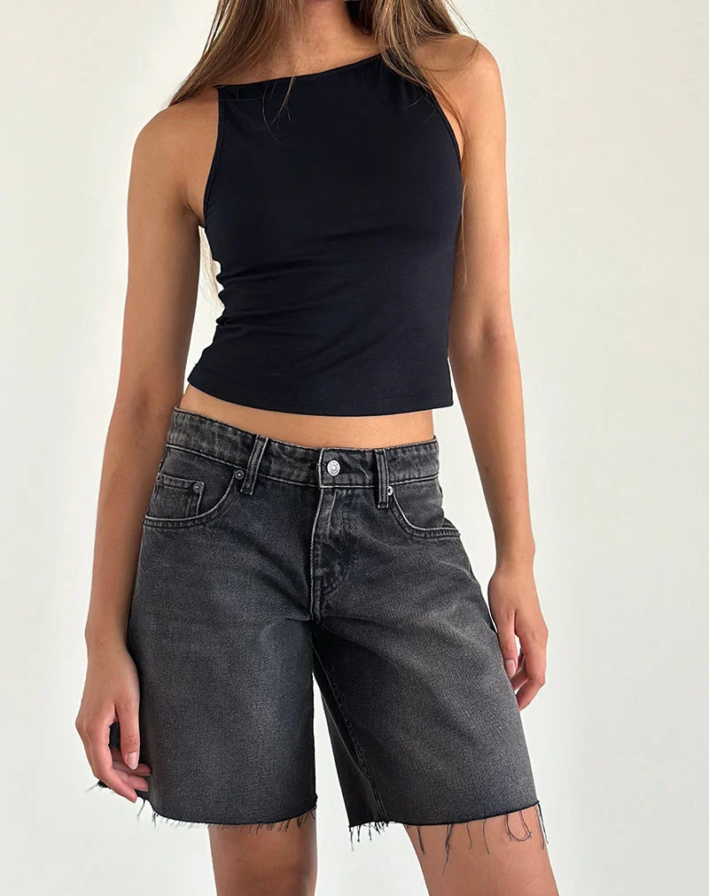 Geräumige Low Rise Jorts in Washed Black Grey
