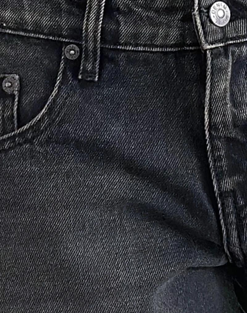 Geräumige Low Rise Jorts in Washed Black Grey