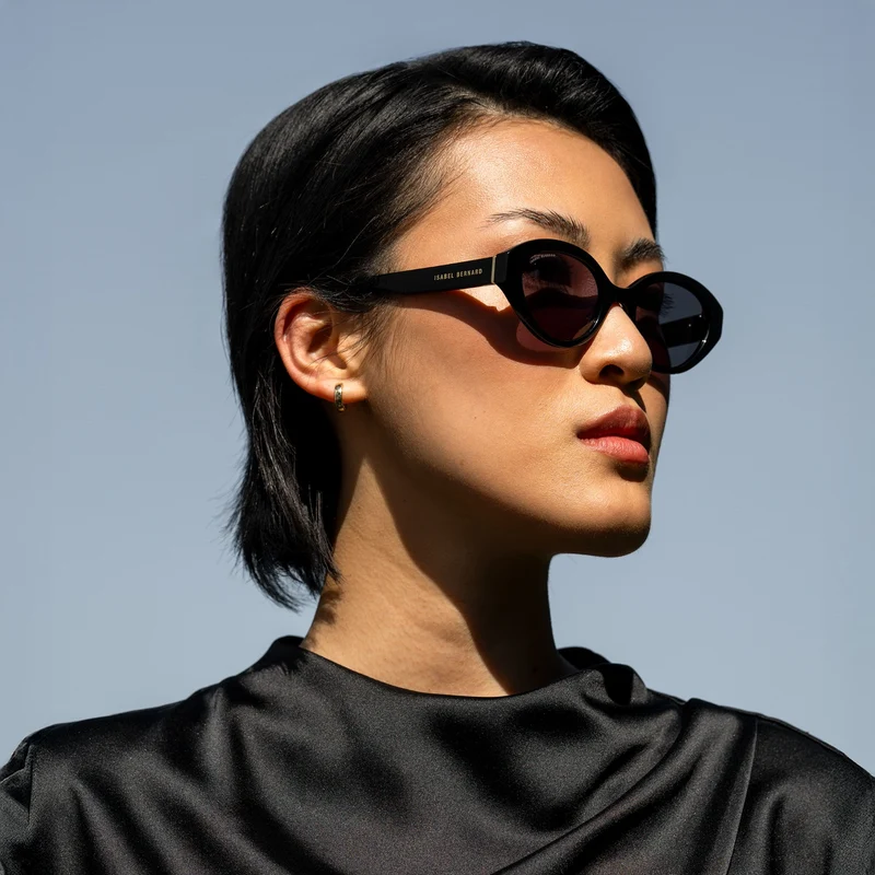 Isabel Bernard La Villette Rosaire Schwarz Oval Sonnenbrille IB400002-01-01