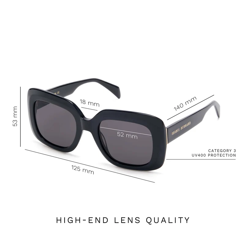 Isabel Bernard La Villette Rive Schwarz Quadratisch Sonnenbrille IB400003-01-01
